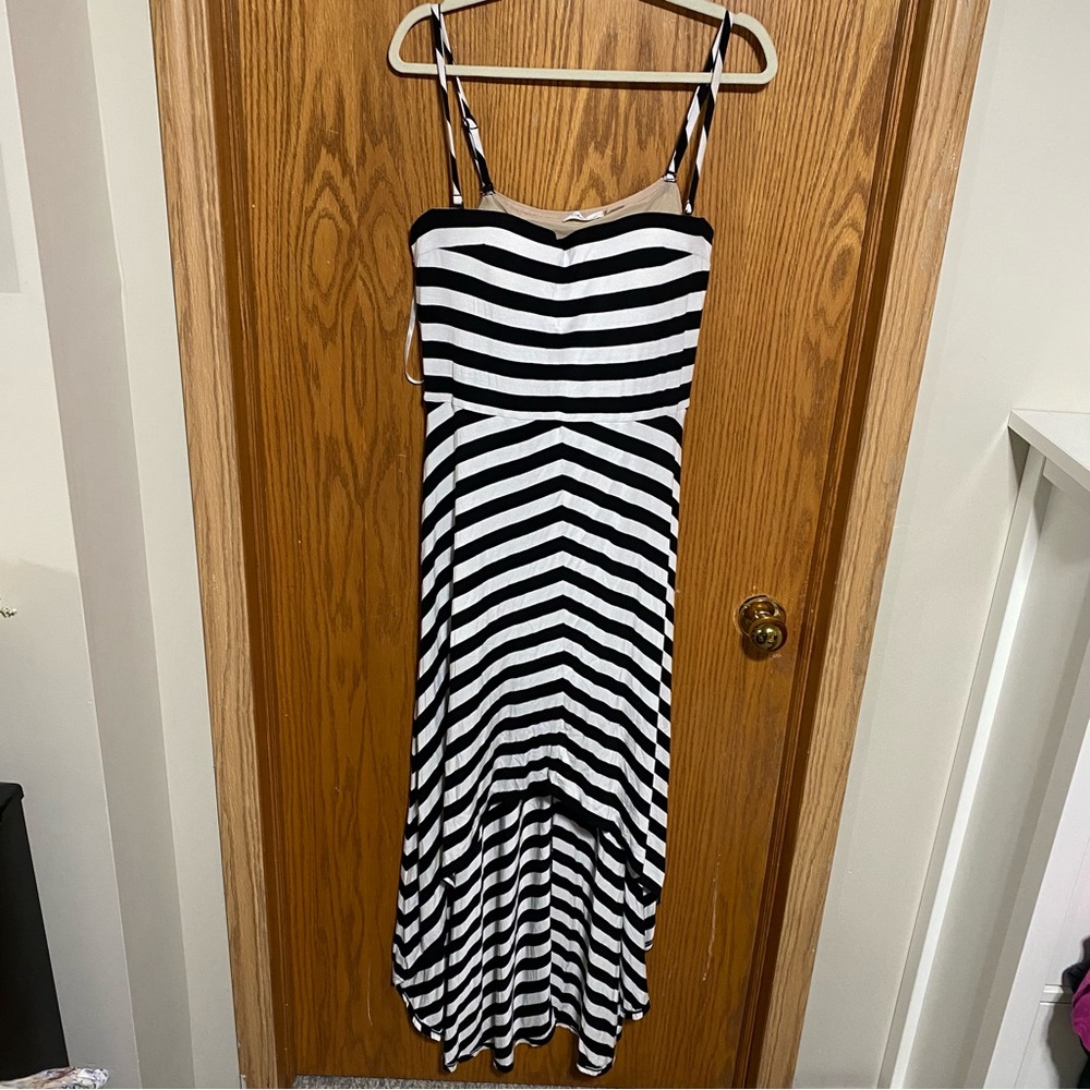 Hi-low dress with built in bra adjustable straps